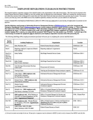 EMPLOYEE SEPARATION CLEARANCE INSTRUCTIONS Oro Doe  Form