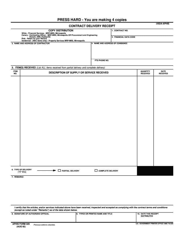 APHIS Form 329