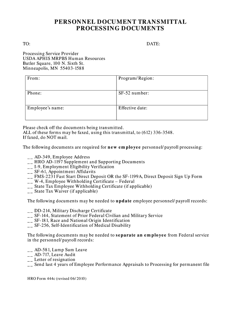 0HRO444C Processing DOC Transmittal DOCX  Form