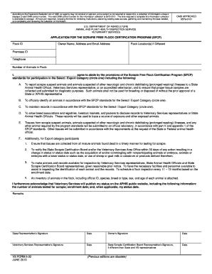 Application for the Scrapie Flock APHIS US Department of  Form