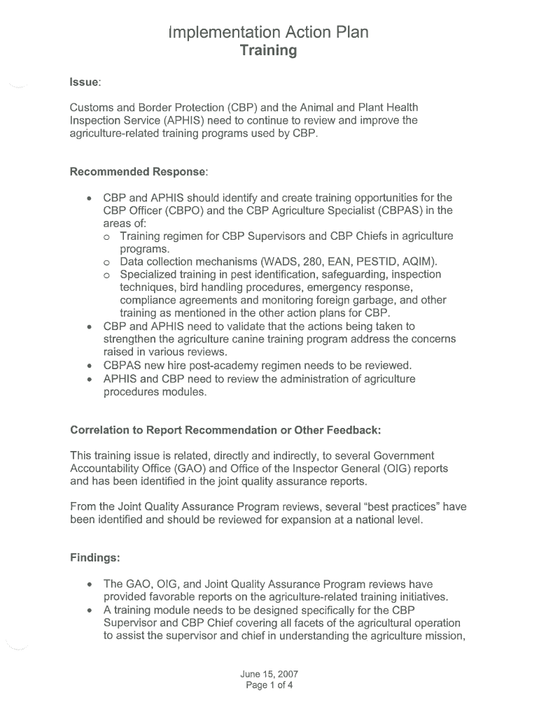 Implementation Action Plan  Form