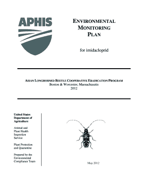 ENVIRONMENTAL MONITORING PLAN for GROUNDWATER Aphis Usda  Form