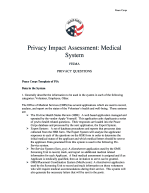 Privacy Impact Assessment Medical Multimedia Peacecorps  Form
