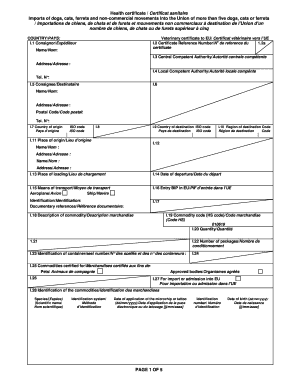 Veterinary Certificate to Eu  Form