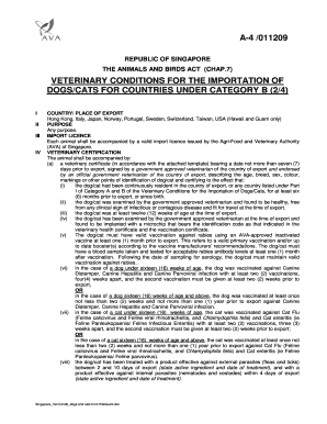 REPUBLIC of SINGAPORE APHIS Aphis Usda  Form