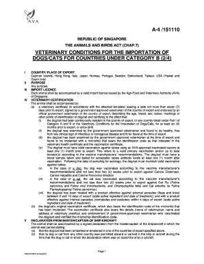 A 4 151110 Veterinary Conditions for the Importation of APHIS  Form