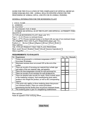 Endorsing Facility Questionnaires for Mexico Mexico APHIS  Form