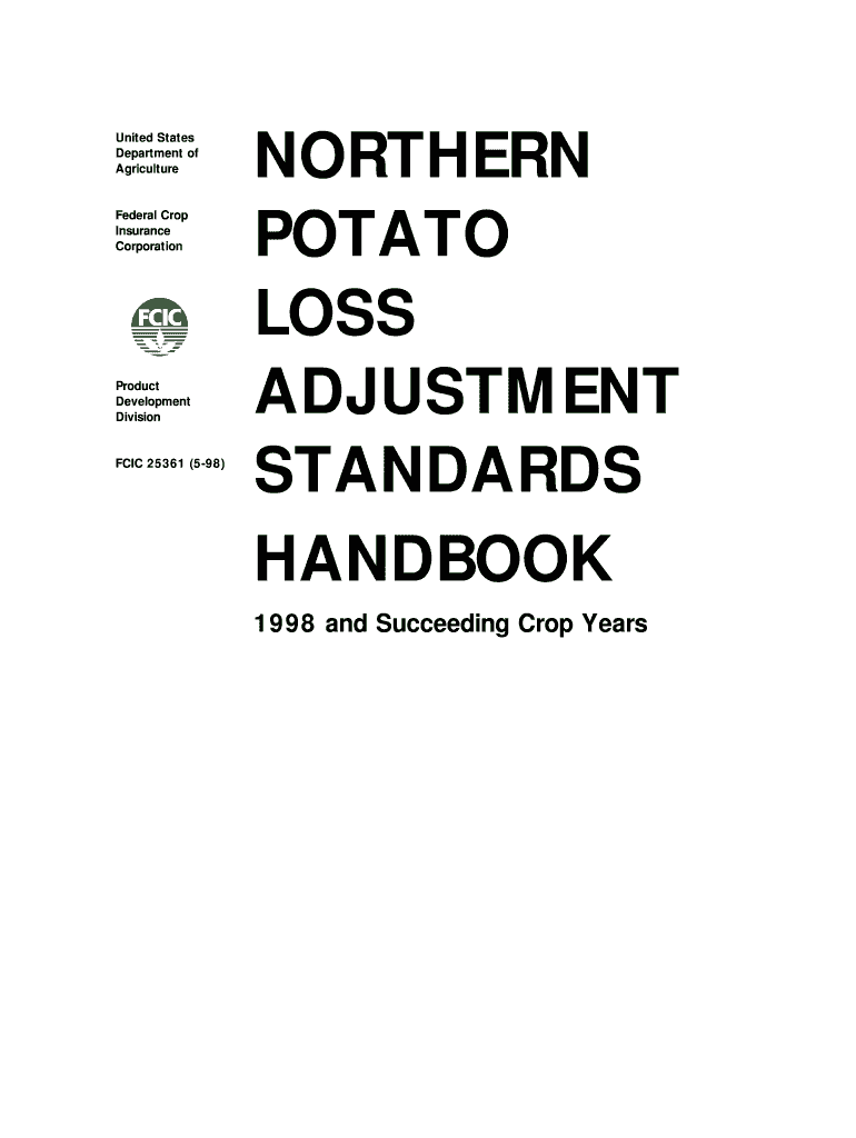Northern Potato Loss Adjustment Standards Handbook Northern Potato Loss Adjustment Standards Handbook Rma Usda  Form
