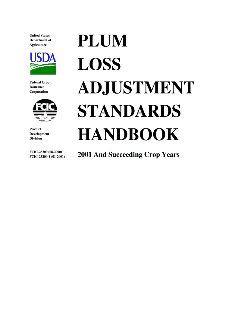 PLUM LOSS ADJUSTMENT STANDARDS HANDBOOK Rma Usda  Form