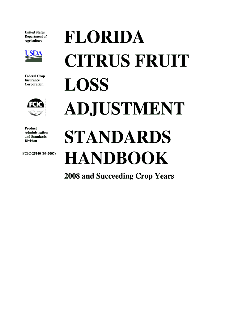 FLORIDA CITRUS FRUIT LOSS ADJUSTMENT STANDARDS RMA Rma Usda  Form