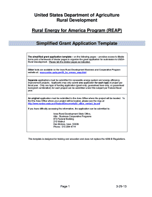 The Simplified Grant Application Template on the Following Pages Provides Access to Fillable Rurdev Usda  Form