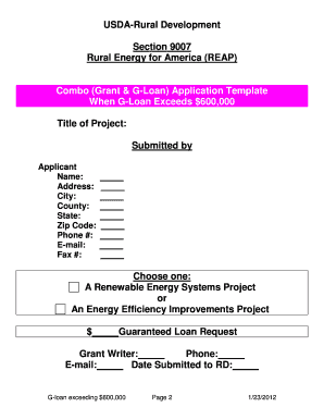 Rural Energy for America REAP Rurdev Usda  Form