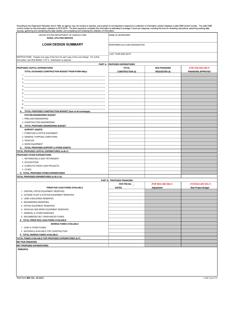 Forms 494 and 495 XLS