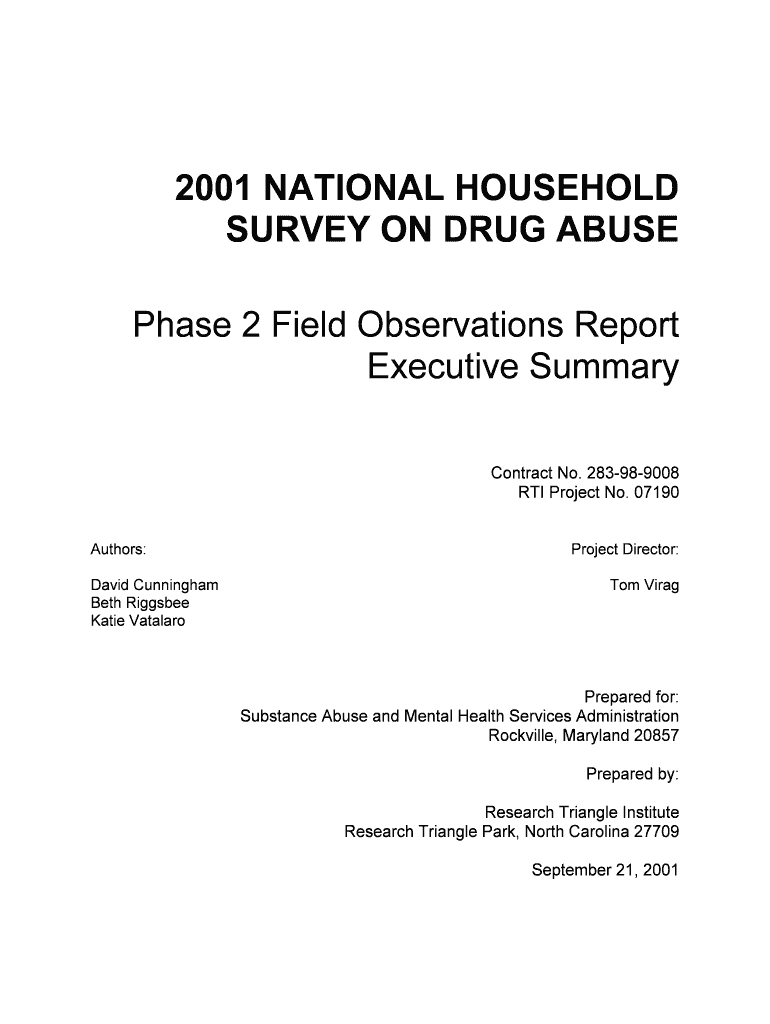 Phase 2 Field Observations Report the Substance Abuse and Samhsa  Form