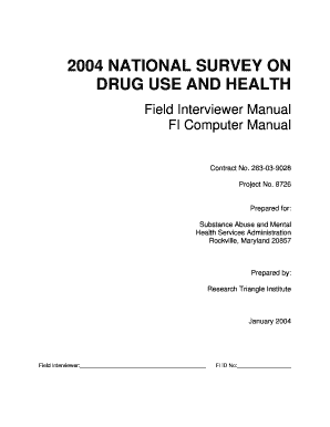 Field Interviewer Manual Samhsa  Form