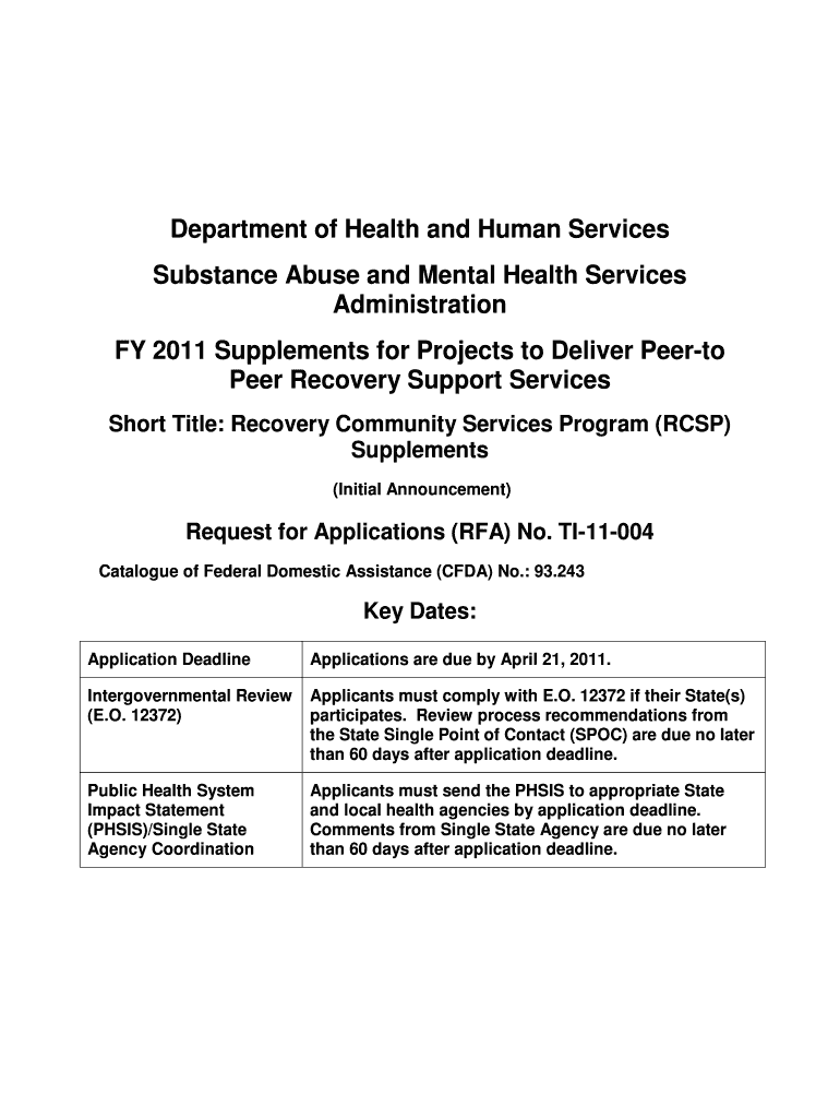 Key Dates the Substance Abuse and Mental Health Services Samhsa  Form