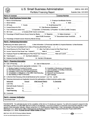 Portfolio Financing Report Archive Sba  Form