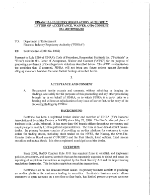 LETTER of ACCEPTANCE, WAIVER and CONSENT  Form