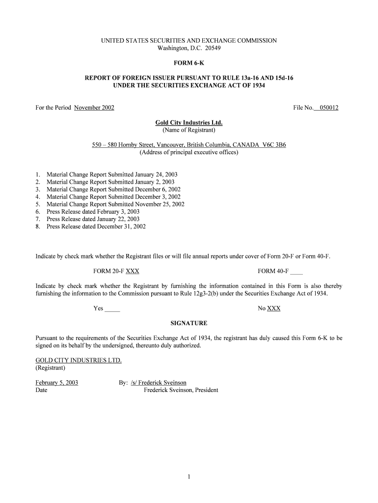 REPORT of FOREIGN ISSUER PURSUANT to RULE 13a 16 and 15d 16 Sec  Form