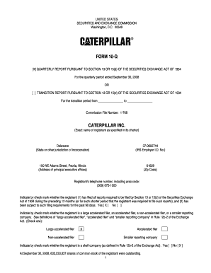 FORM 10 Q CATERPILLAR INC Securities and Exchange Sec