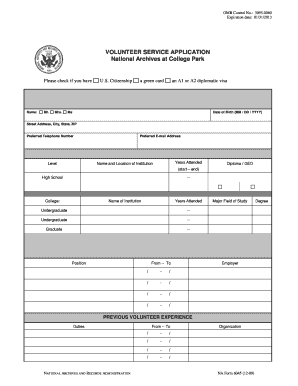 VOLUNTEER SERVICES APPLICATION FORM Archives