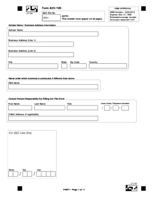 Part I of Form ADV Y2K Securities and Exchange Commission Sec