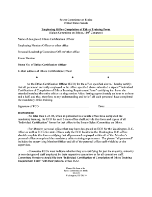 Select Committee on Ethics United States Senate Employing Office  Form