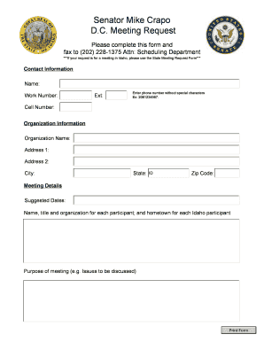 D C Meeting PDF Fillable Form U S Senator Mike Crapo Crapo Senate