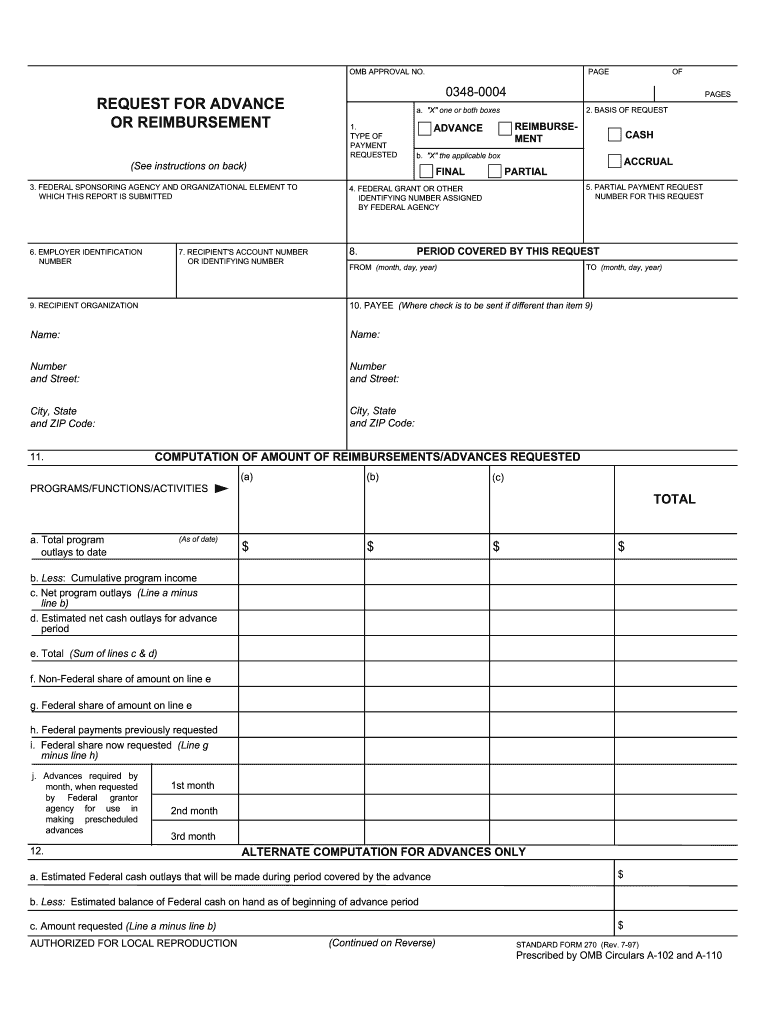  Sf270 Form Fillable 1997-2024