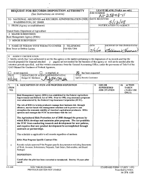 Risk Management Agency RMA Program Actual Records  Form