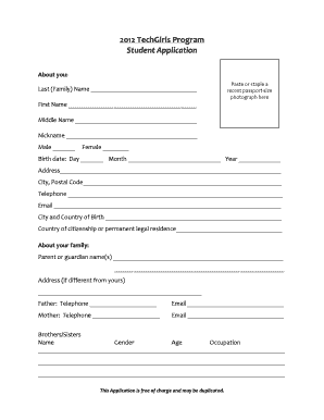 Techgirls Application Form