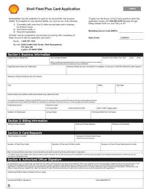 Shell Fleet Plus Card Application US Department of State State  Form