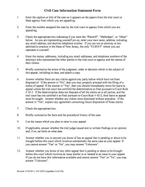 10500 Appellate Civil Case Information Statement Sierra Club