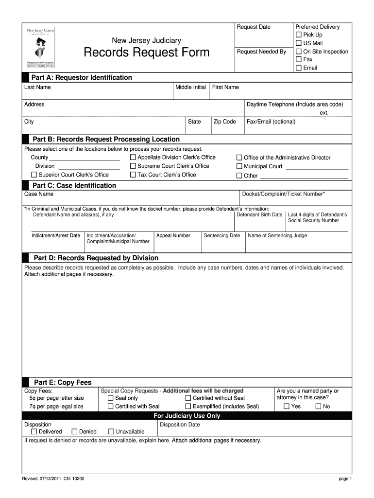 Nj Judiciary Records Request Form