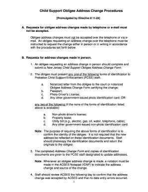 Nj Child Support Change of Address  Form