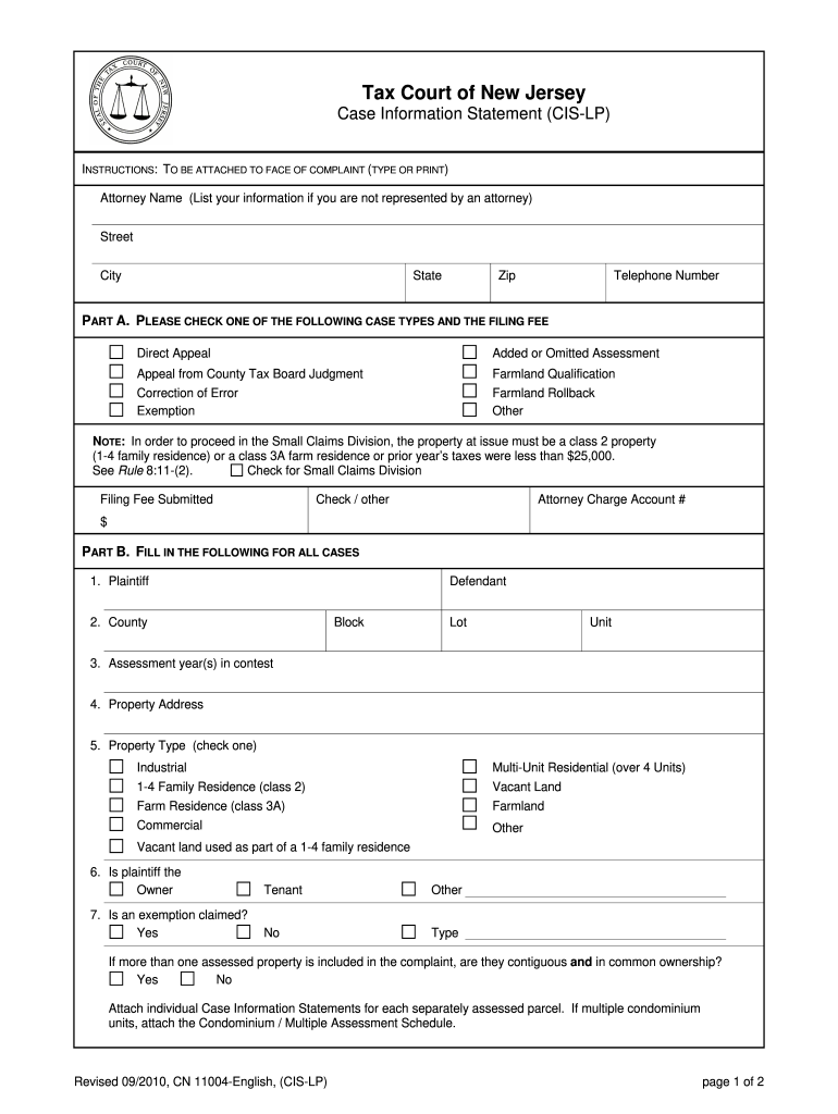 Get and Sign Cis Nj Form 2010