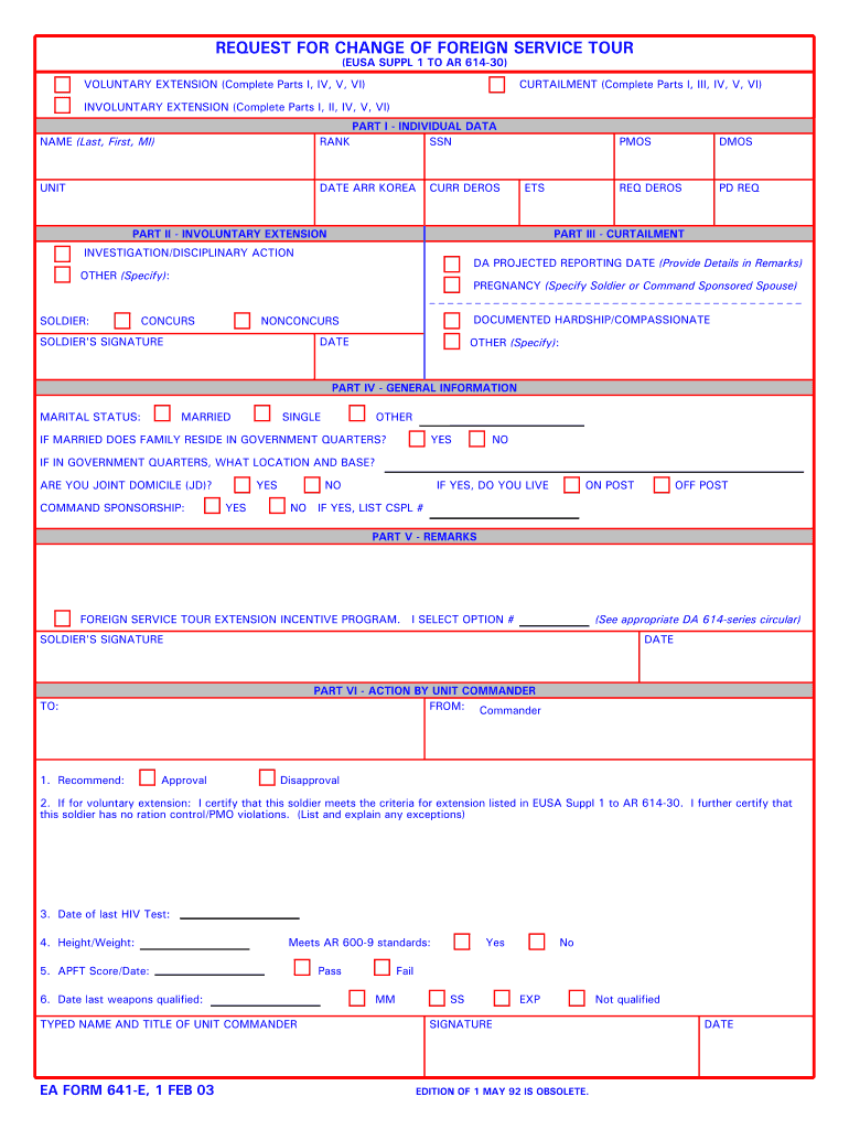 Ea Form 641 E