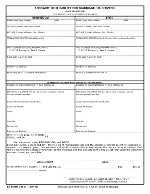 Us Army Marriage Form