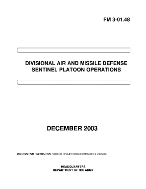 Divisional Air and Missile Defense Sentinel Platoon Army Electronic  Form
