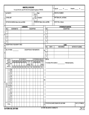 MINEFIELD RECORD DA FORM 1355, SEP Armypubs Army