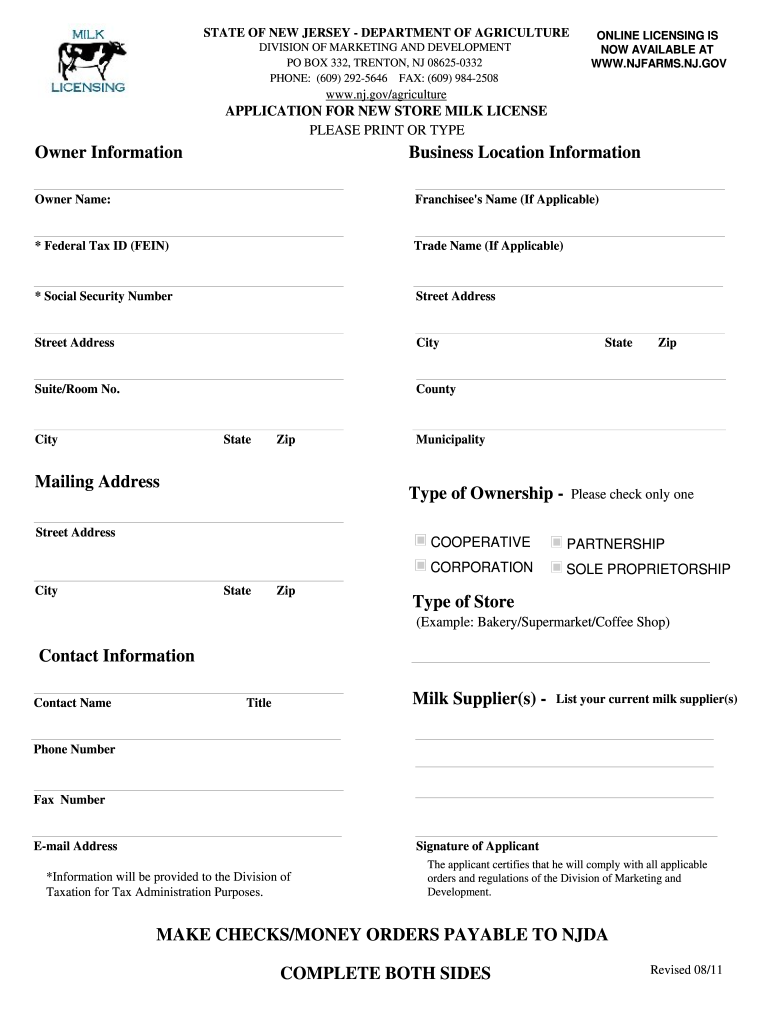  Milk License Nj 2011-2024