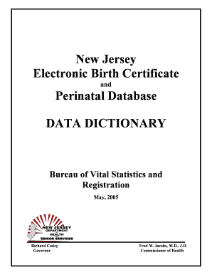 New Jersey Birth Certificate Sample  Form