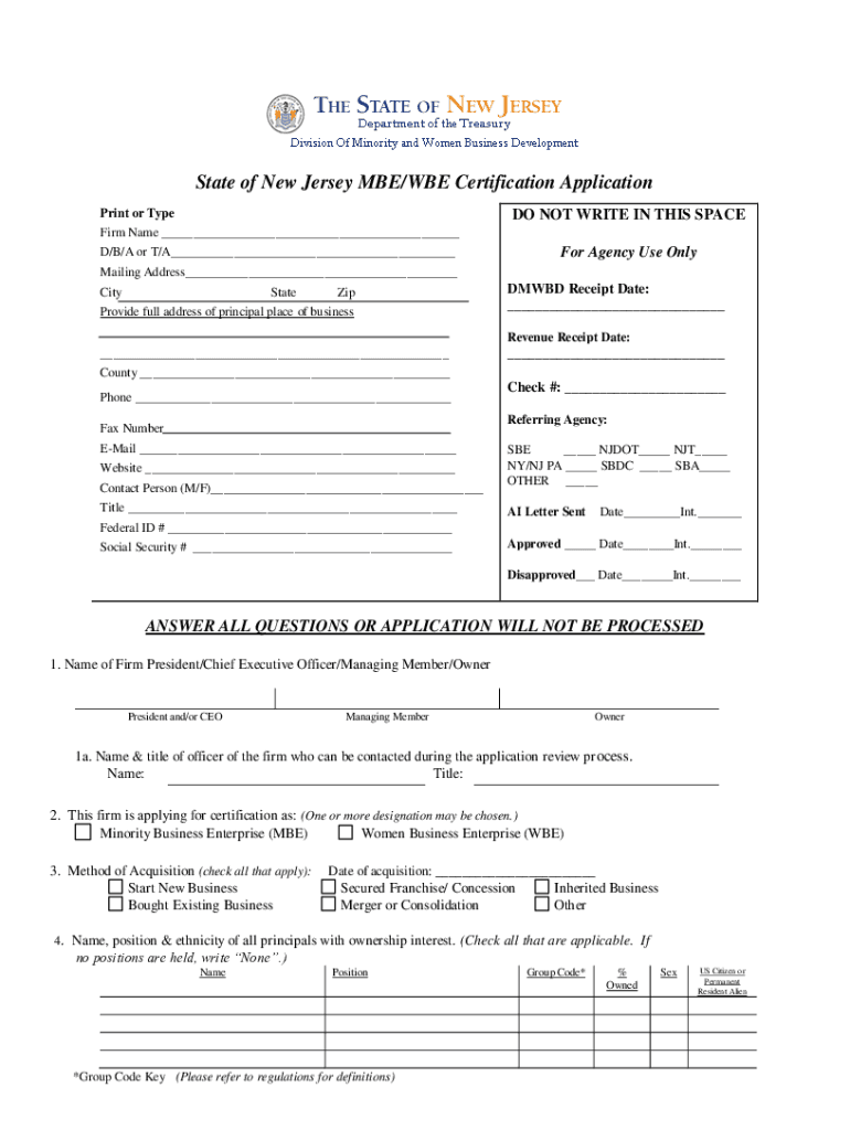 Nj Wbe Affidavit Form