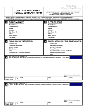  FORMAL COMPLAINT FORM PB 36 State of New Jersey State Nj 2006
