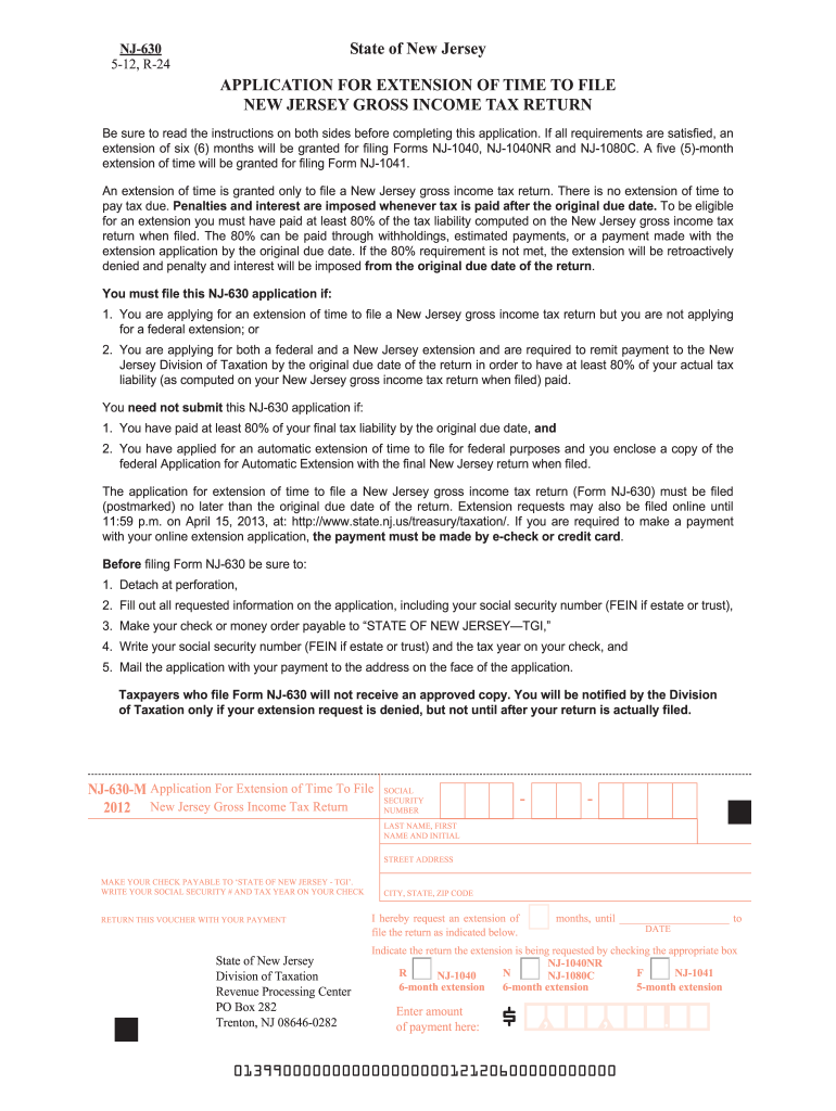  Nj Application Form 2012