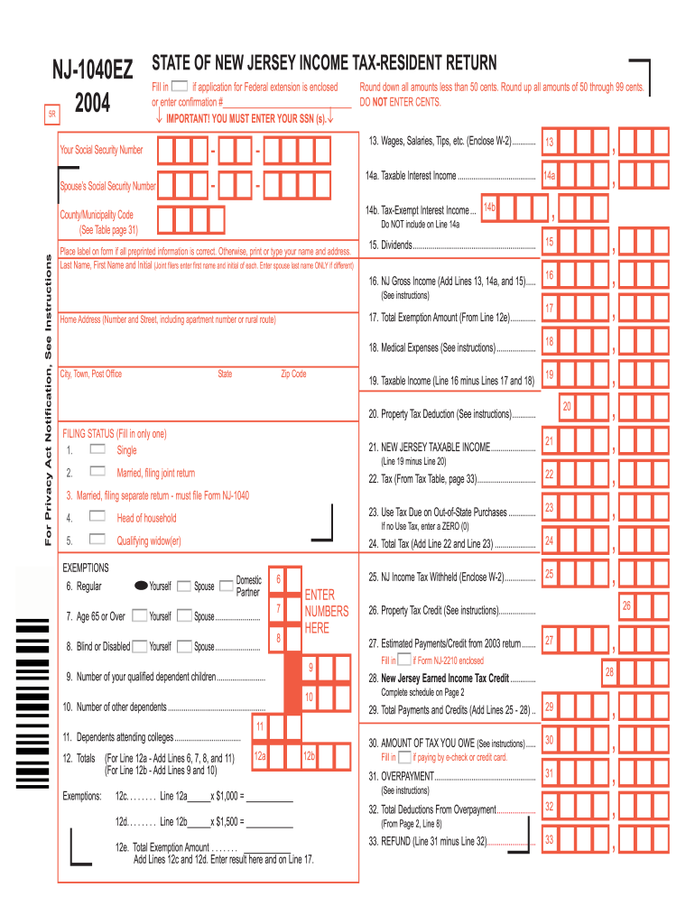 Nj Tax Resident Return Form Fill Out and Sign Printable PDF