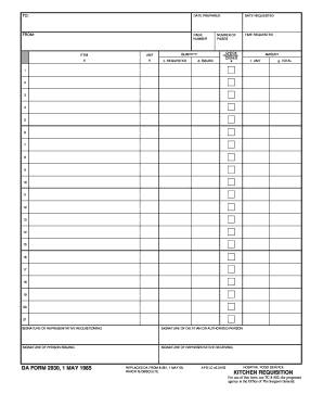 Kitchen Requisition Form