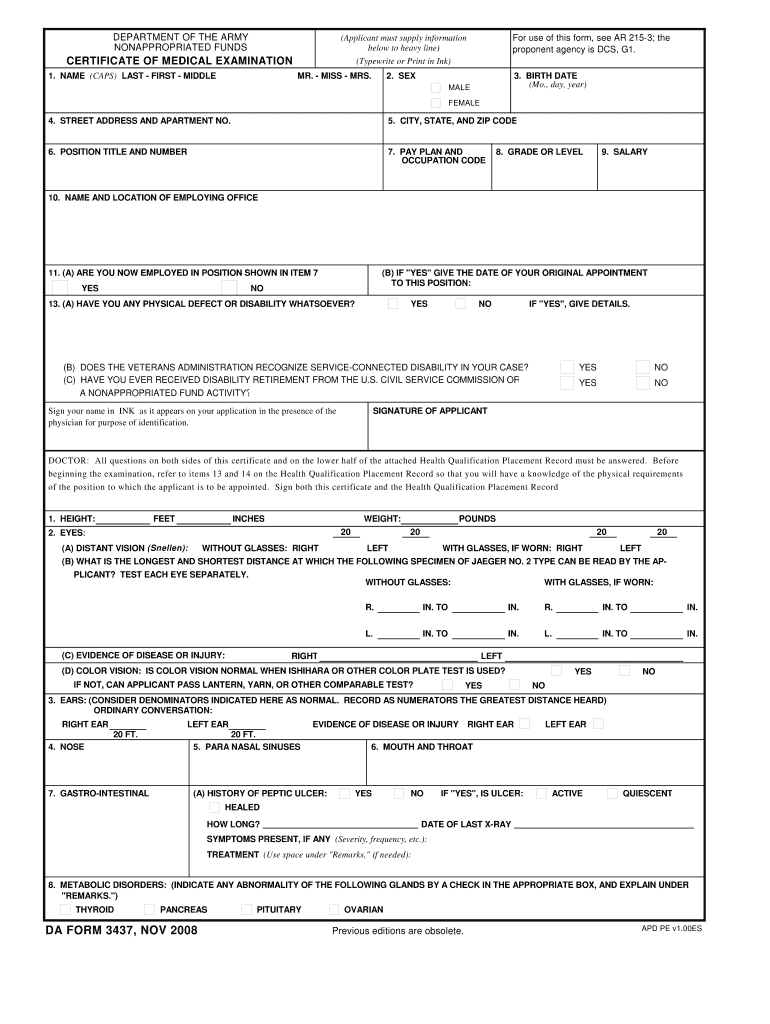  Da Form 3437 2008-2024