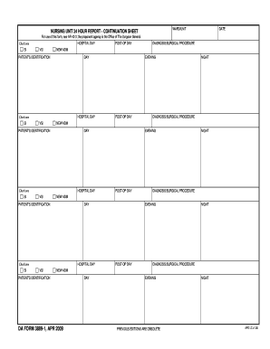 Printable 24 Hour Report Sheet  Form