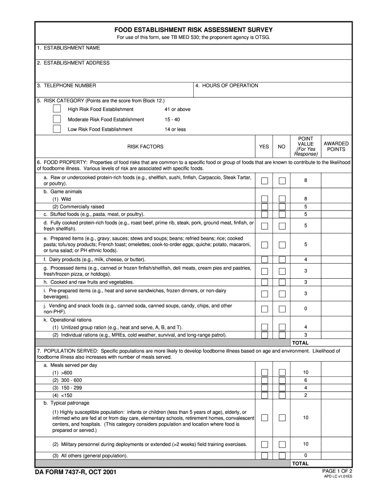 Food Risk Assessment Survey  Form